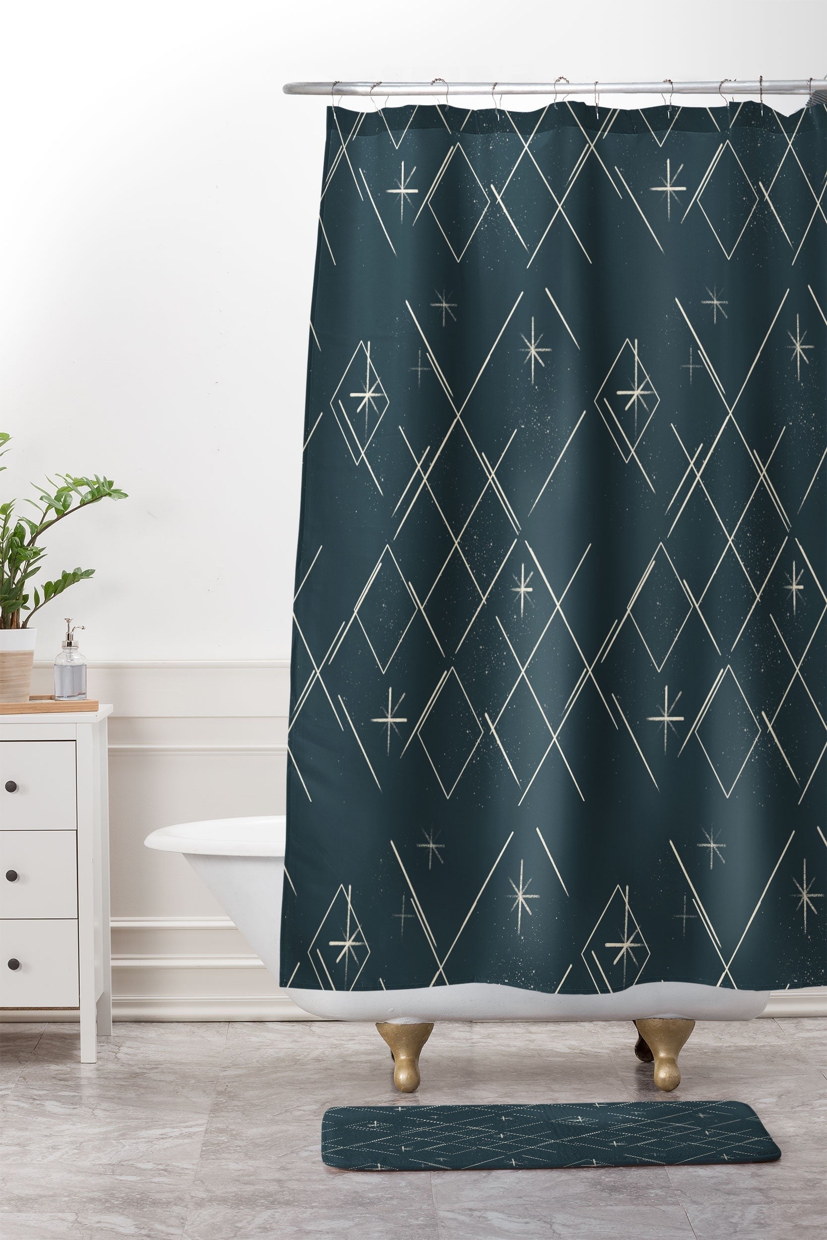 Little Om Starry Web navy Memory Foam Bath Mat