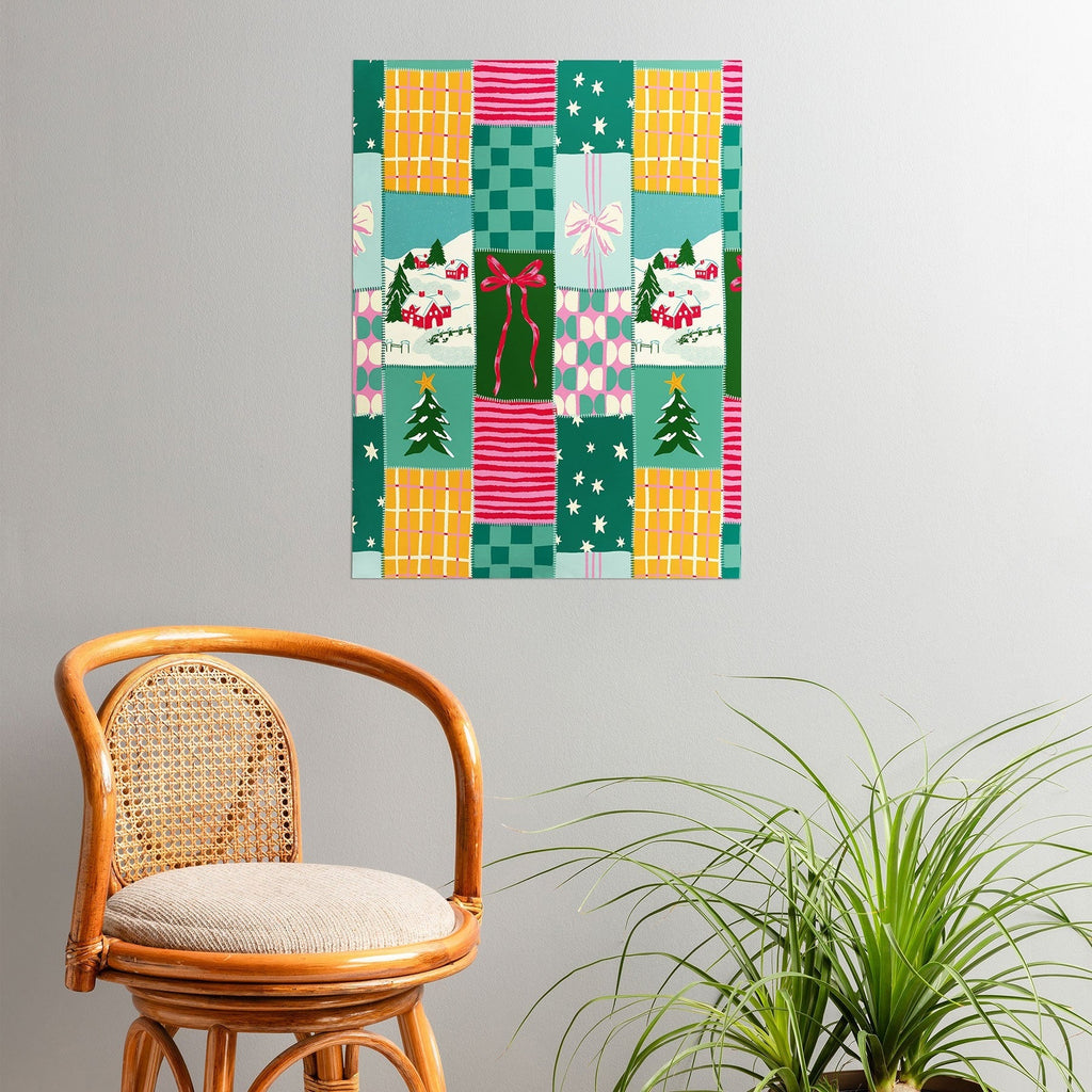 LouBruzzoni Cozy Christmas Patchwork Poster
