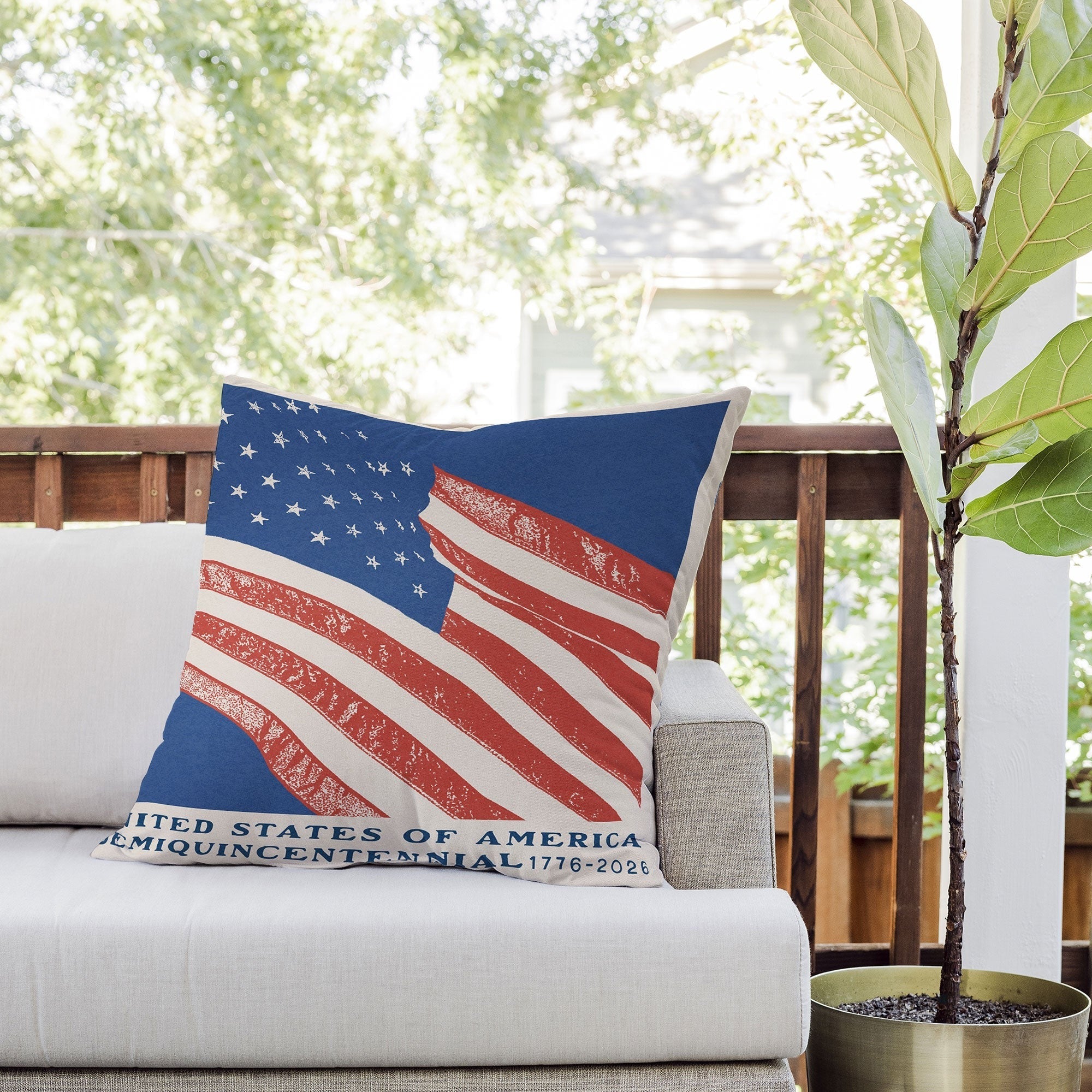 DENY Designs Stars n Stripes Semiquincentennial Outdoor Throw Pillow