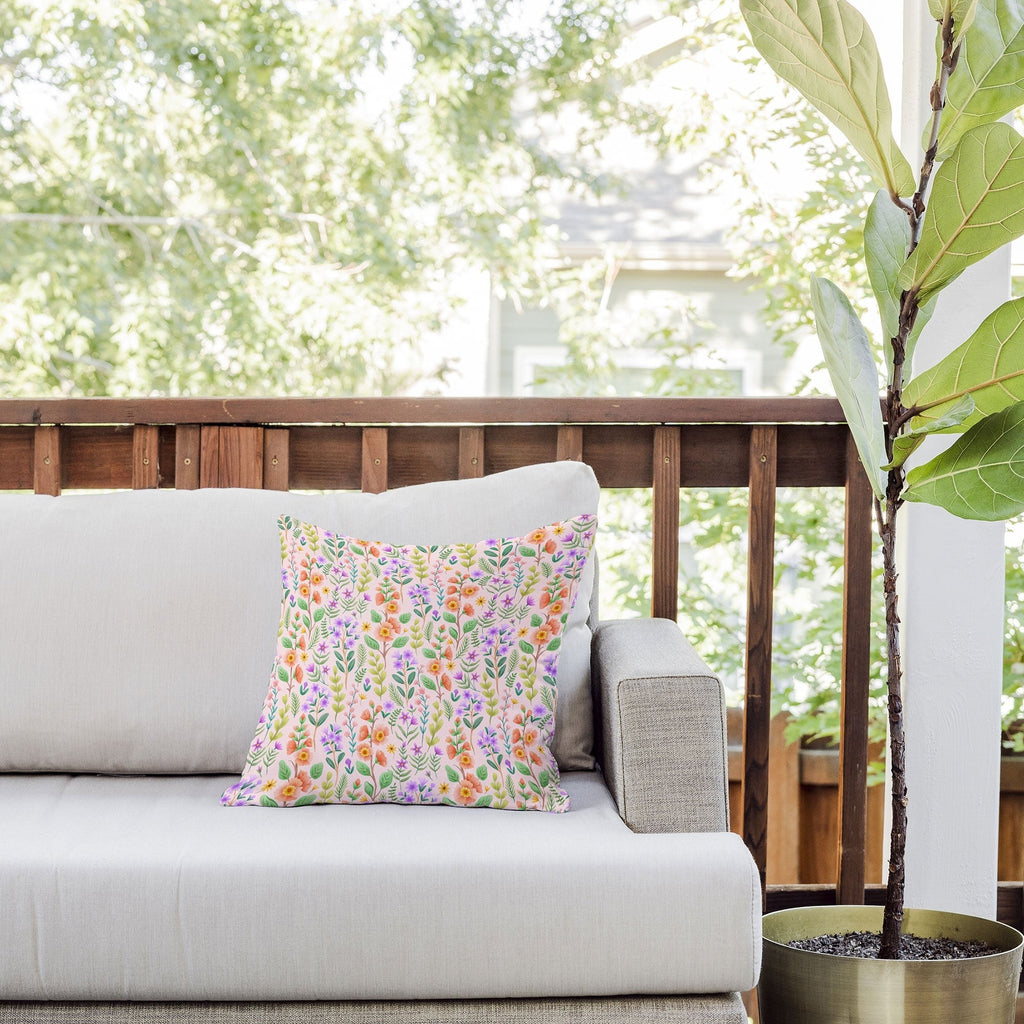 Pimlada Phuapradit Ditsy Spring Floral Outdoor Throw Pillow