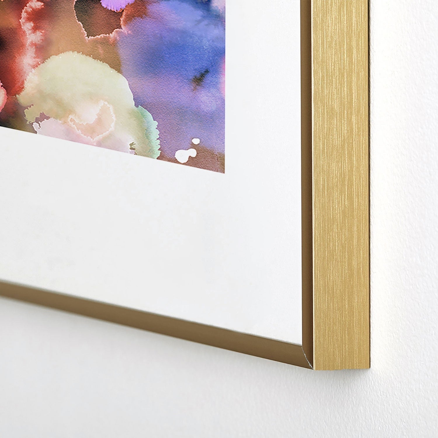 Ninola Design Botanic Retreat Ombre Abstract Watercolor Flowers Pink gold Metal Framed Art Print