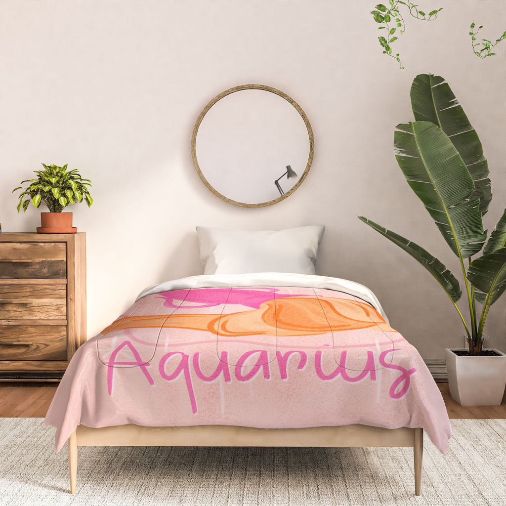 Little Om Zodiac Sign Aquarius Comforter