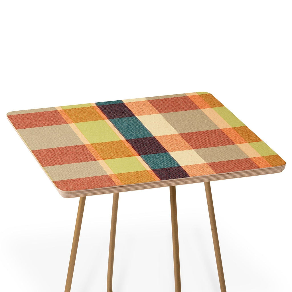 Marta Barragan Camarasa Retro Picnic Plaid Warm Tones Side Table