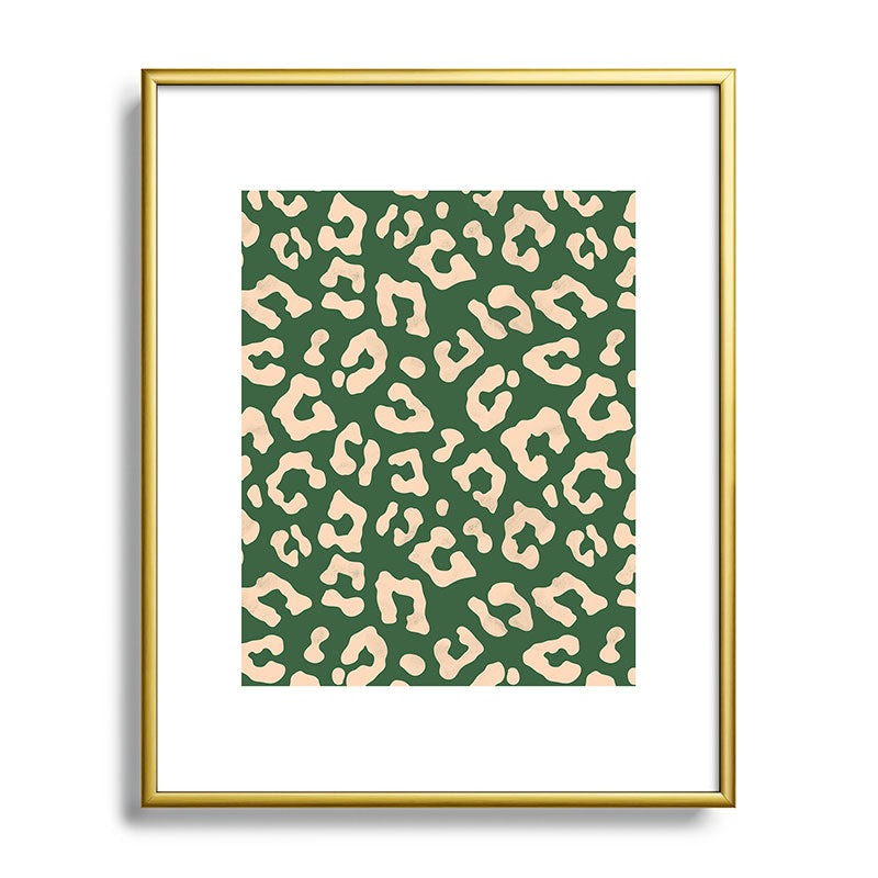 Avenie BR Cheetah Print In Green Metal Framed Art Print
