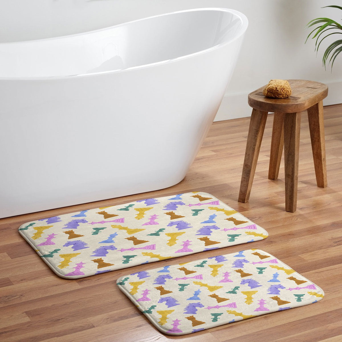 Design by Spark Chess Game Pieces Memory Foam Bath Mat
