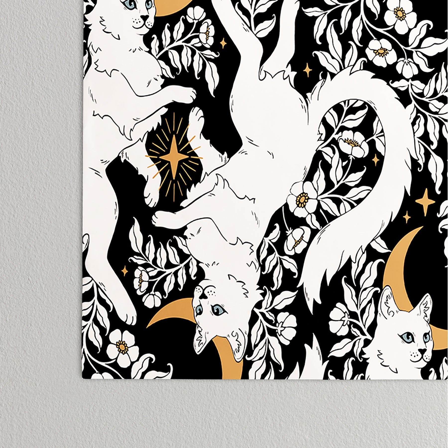 Avenie Celestial Cats Gold Poster