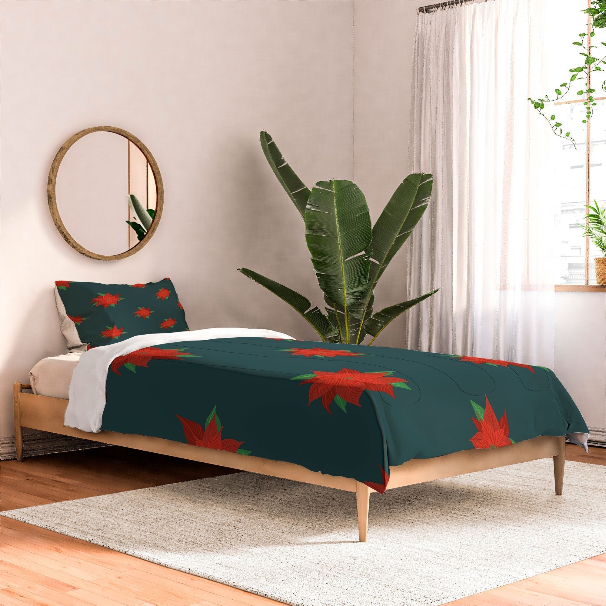 Design by Spark Poinsettia Florals Comforter
