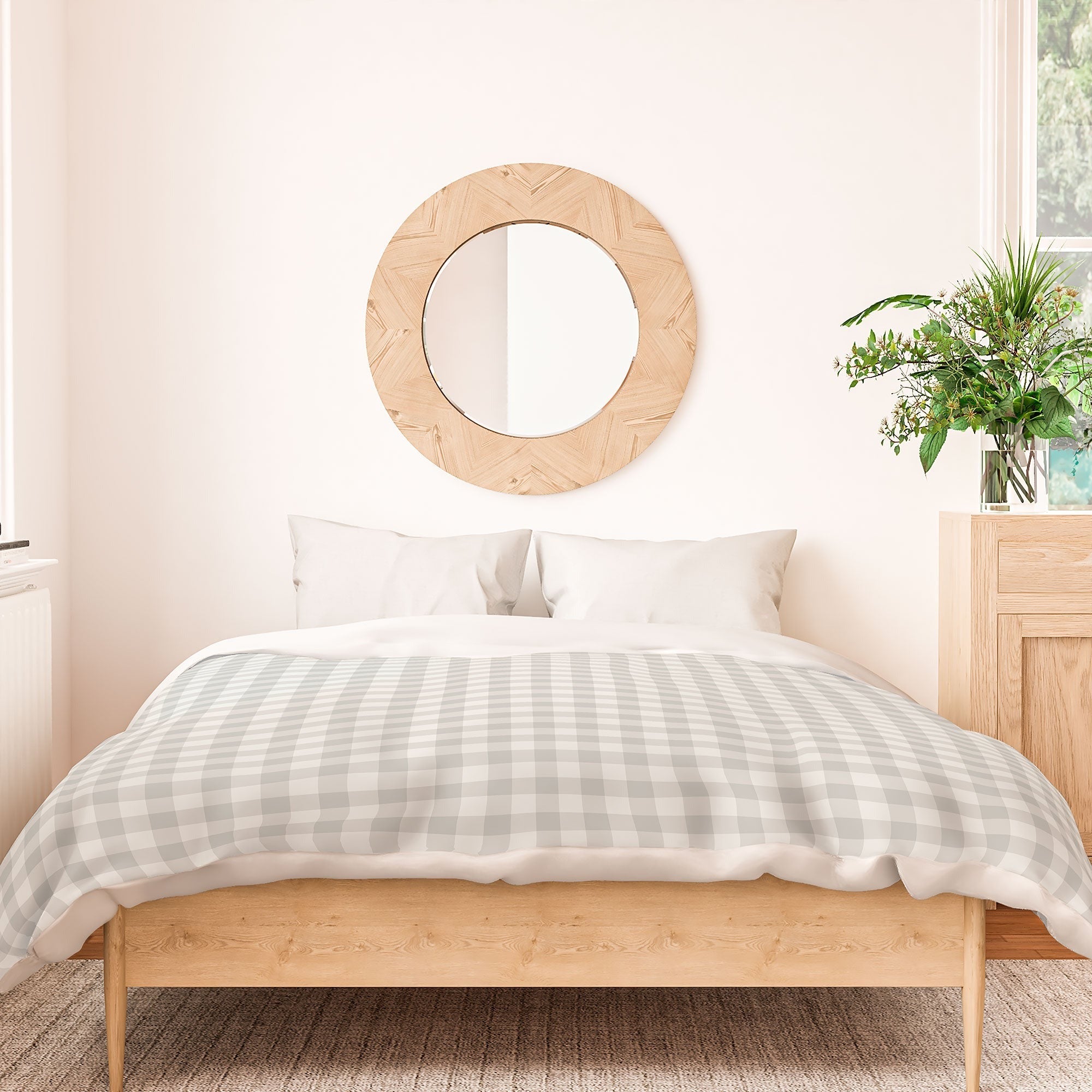 Colour Poems Gingham Plaid Pattern Cloud White Duvet Cover