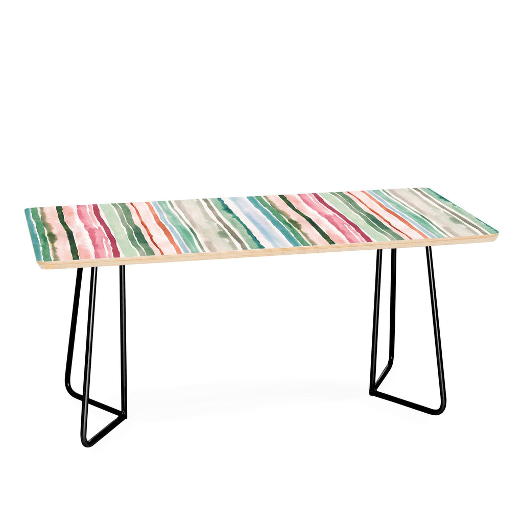Ninola Design Botanic Retreat Watercolor Stripes Green Orange Red Coffee Table