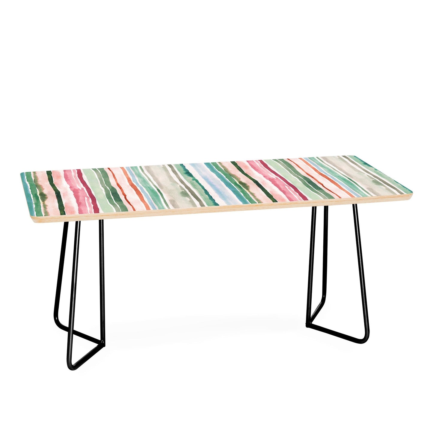 Ninola Design Botanic Retreat Watercolor Stripes Green Orange Red Coffee Table