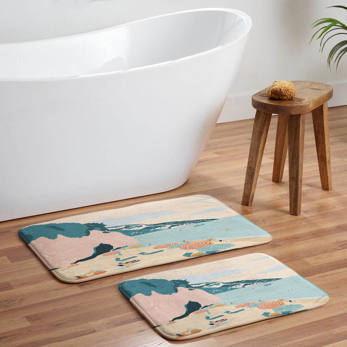 Valeria Frustaci Beach of Positano in Italy Memory Foam Bath Mat