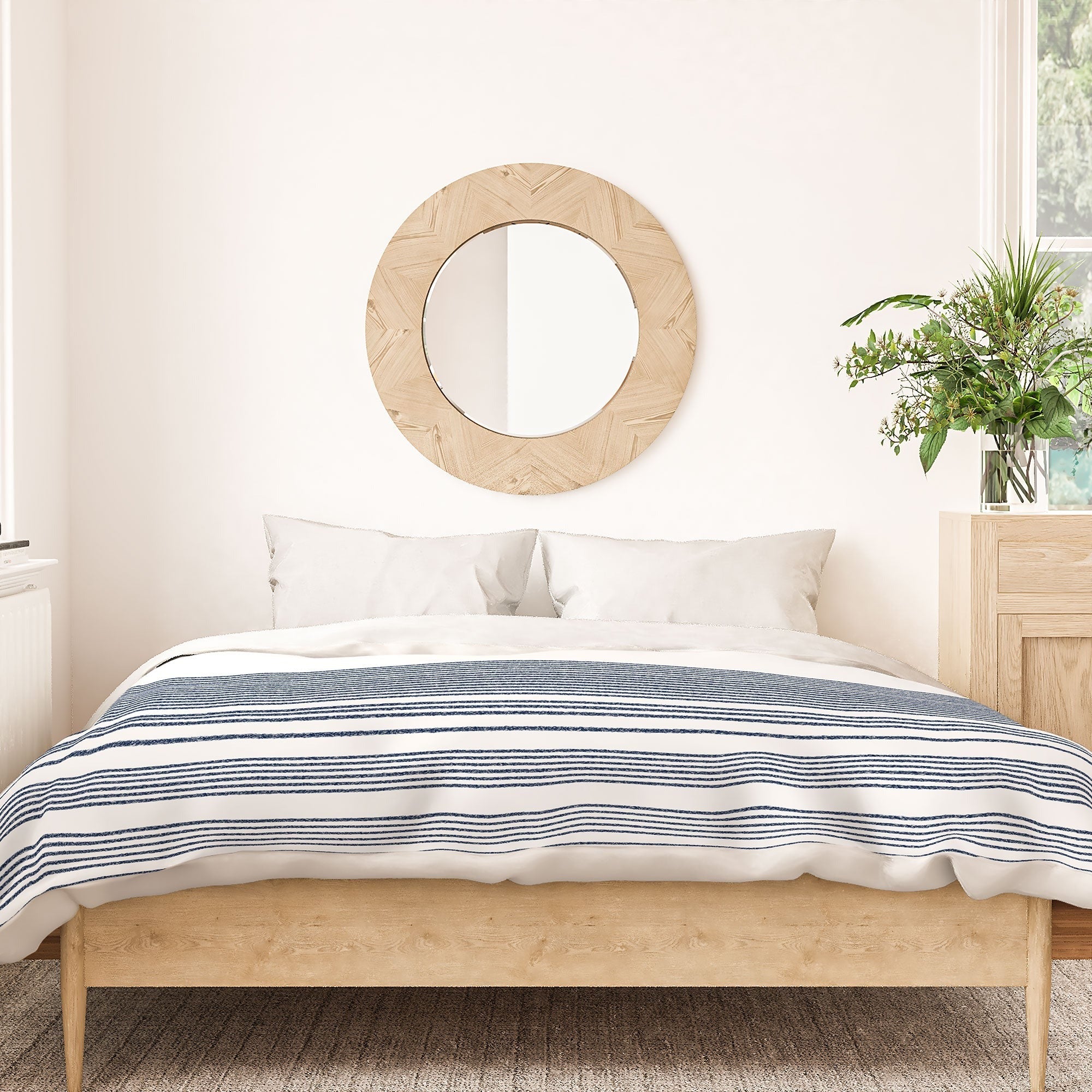 Kierkegaard Design Studio organic stripes naut navy blue and white Duvet Cover
