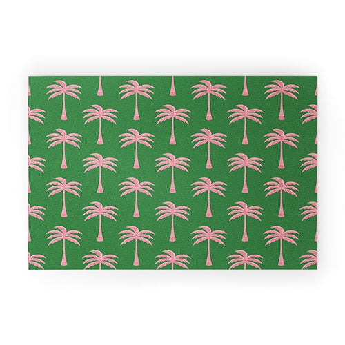 Design by Spark Pink Palm Tree Oasis Welcome Mat