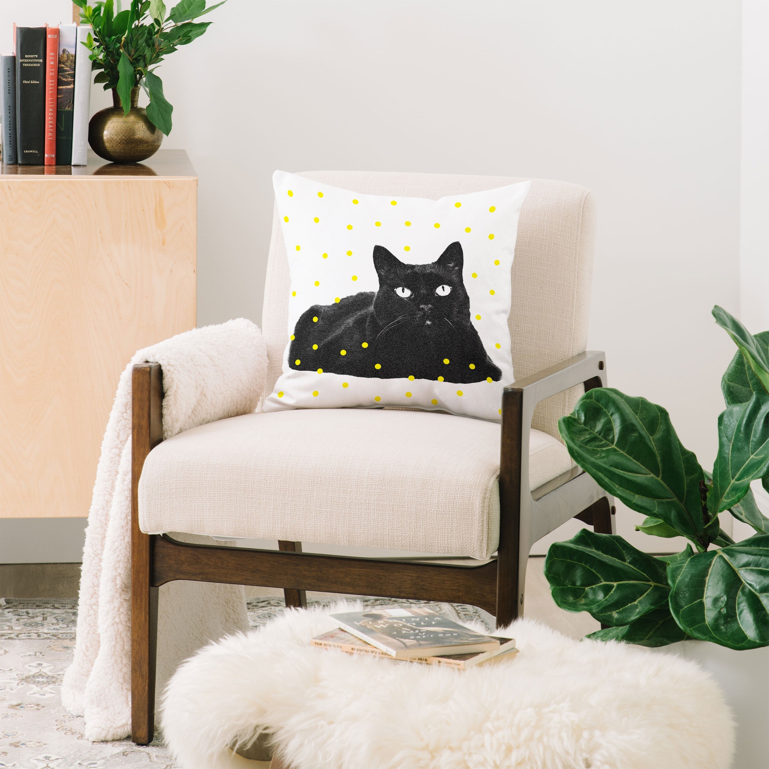 Elisabeth Fredriksson A Black Cat Throw Pillow