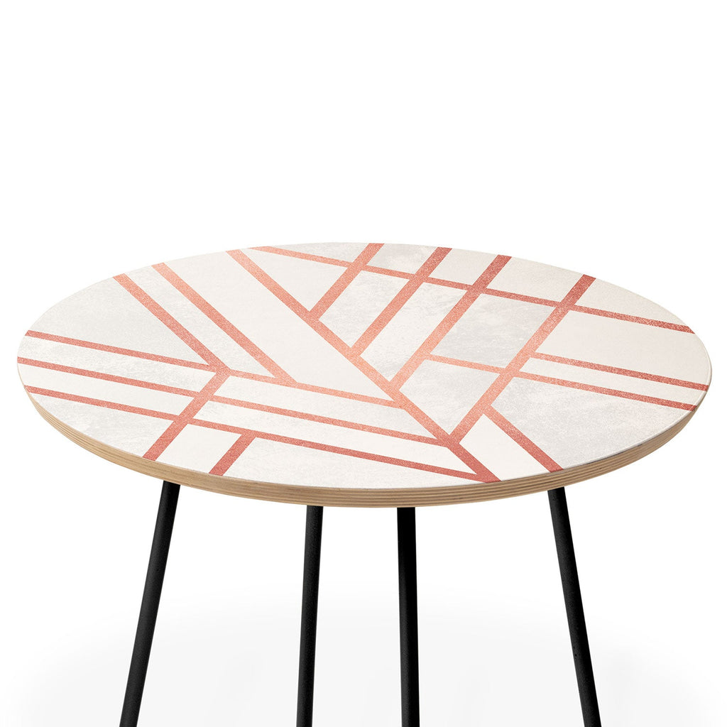 Elisabeth Fredriksson Art Deco Rose Gold Round Side Table