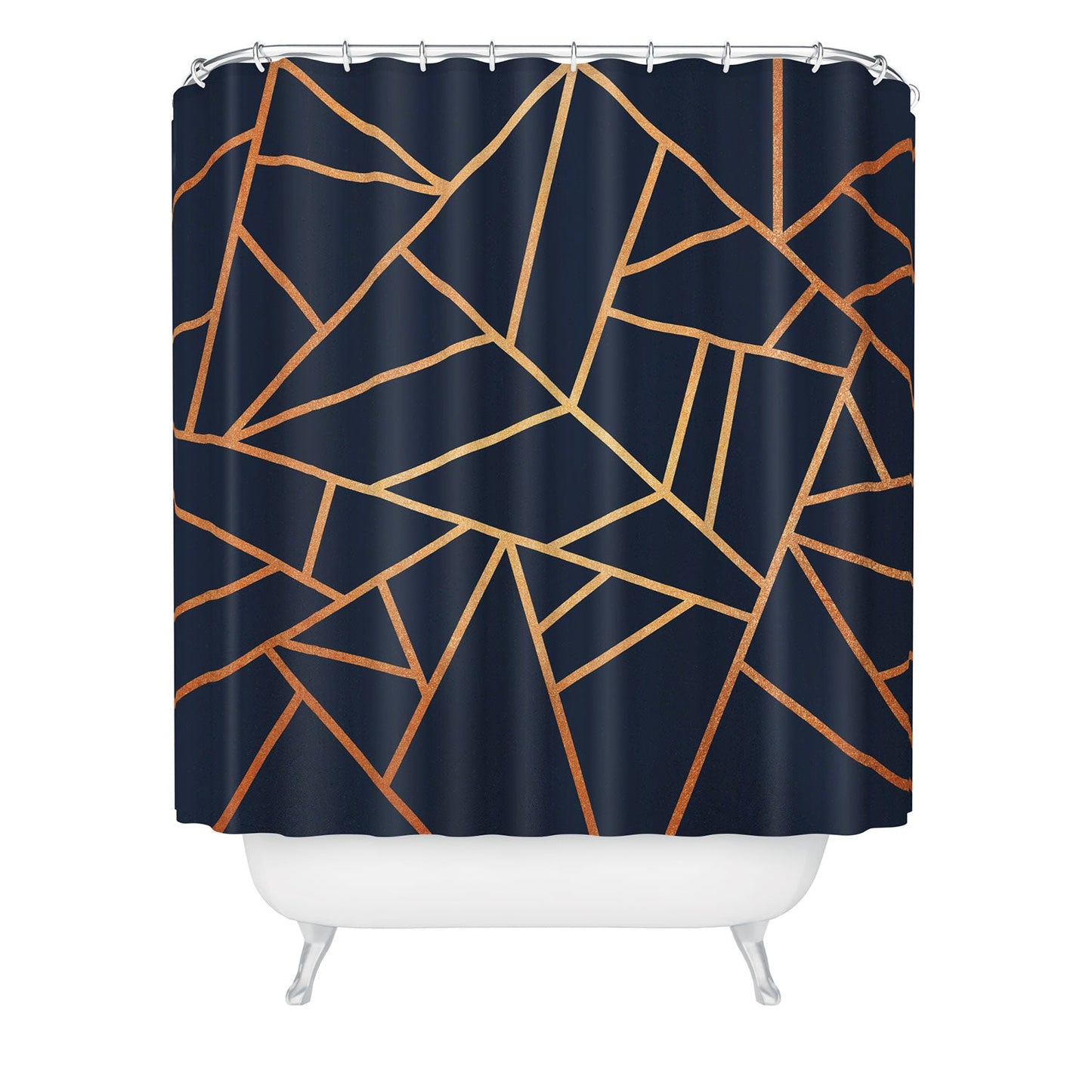 Elisabeth Fredriksson Copper And Midnight Navy Geo Shower Curtain