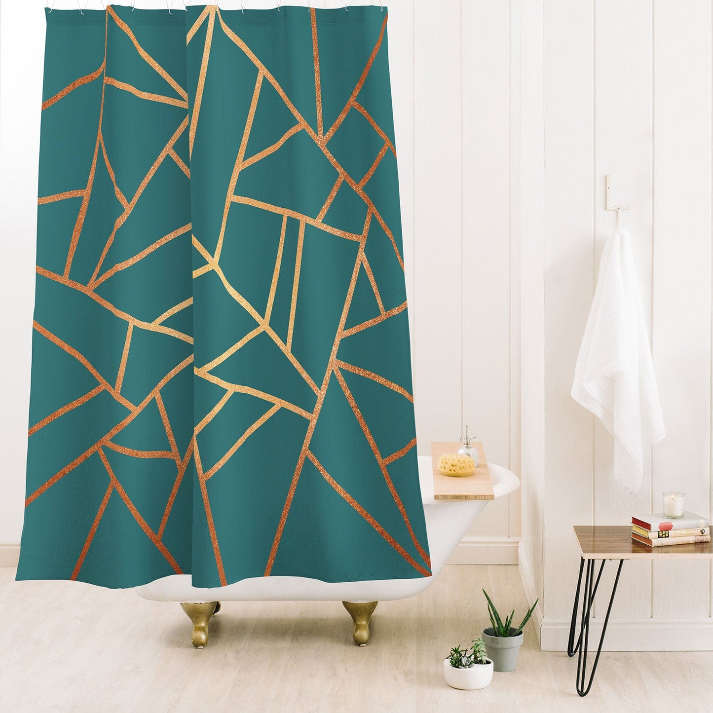 Elisabeth Fredriksson Copper and Teal Shower Curtain