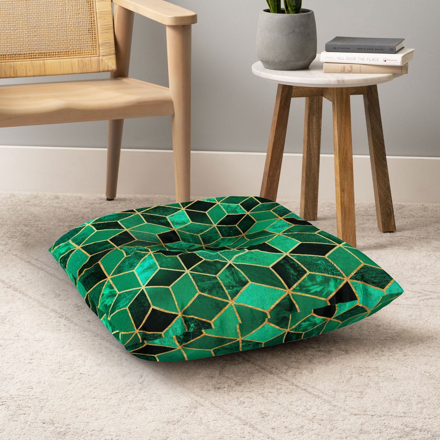 Elisabeth Fredriksson Emerald Cubes Floor Pillow Square
