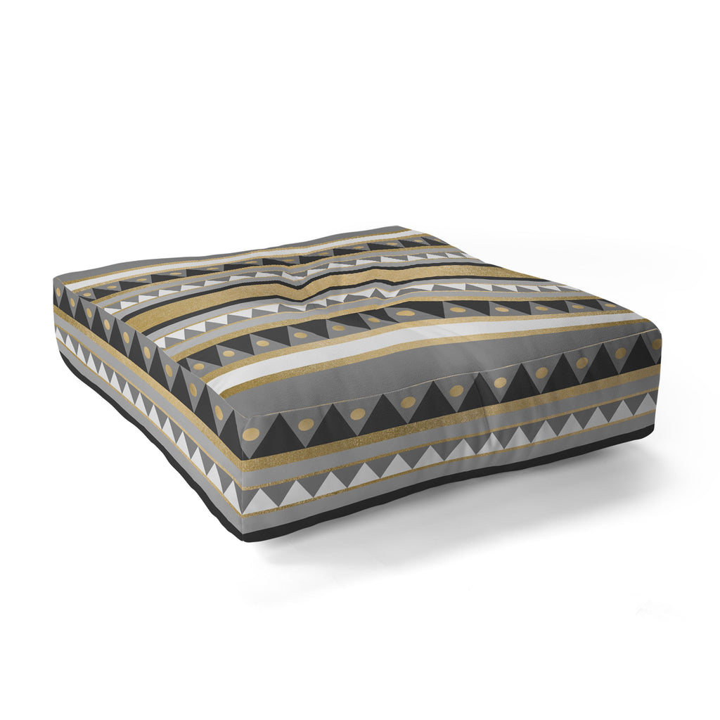 Elisabeth Fredriksson Golden Tribal Floor Pillow Square