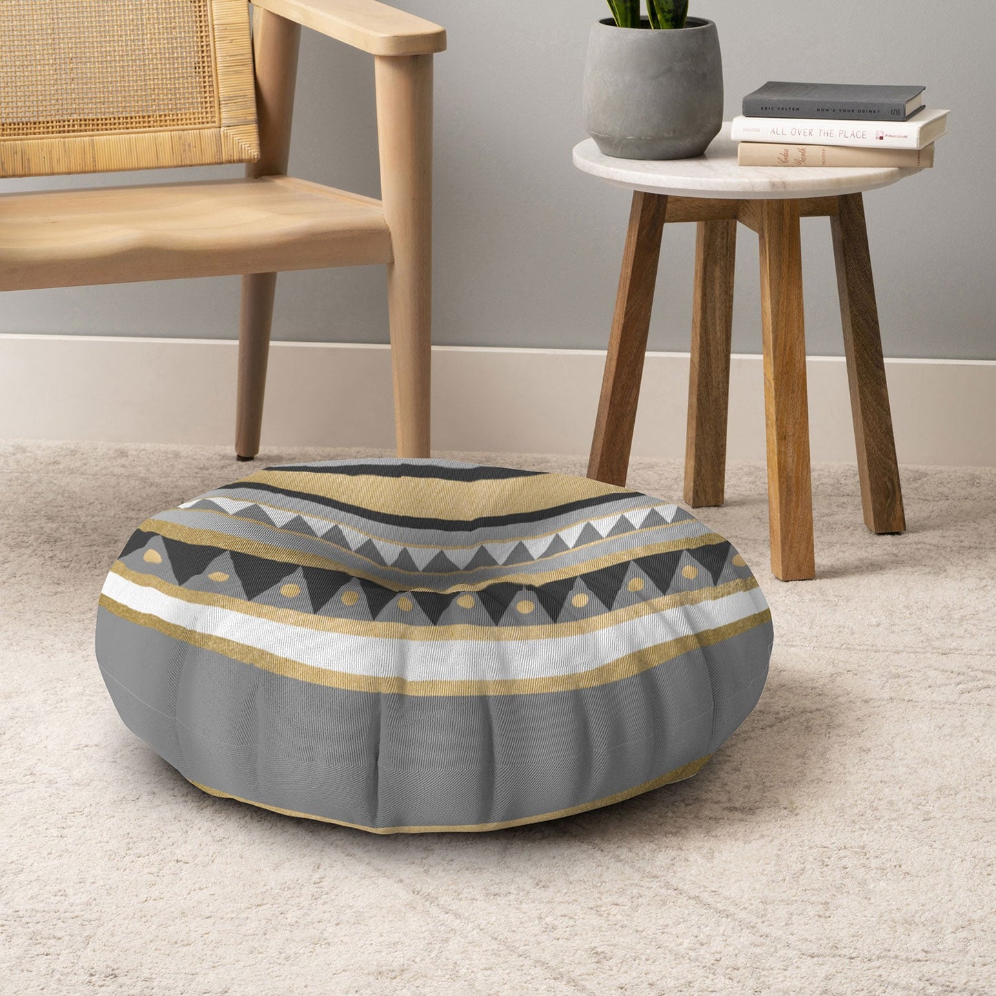 Elisabeth Fredriksson Golden Tribal Floor Pillow Round