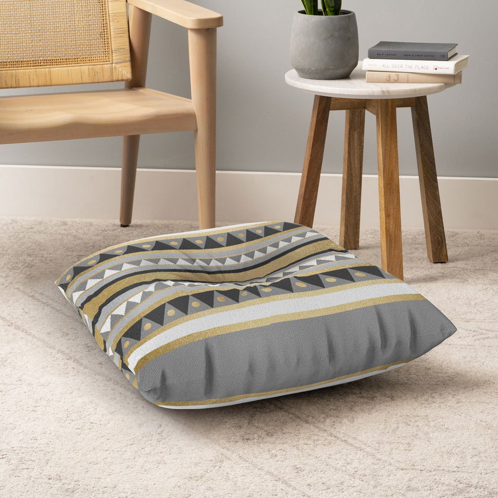 Elisabeth Fredriksson Golden Tribal Floor Pillow Square