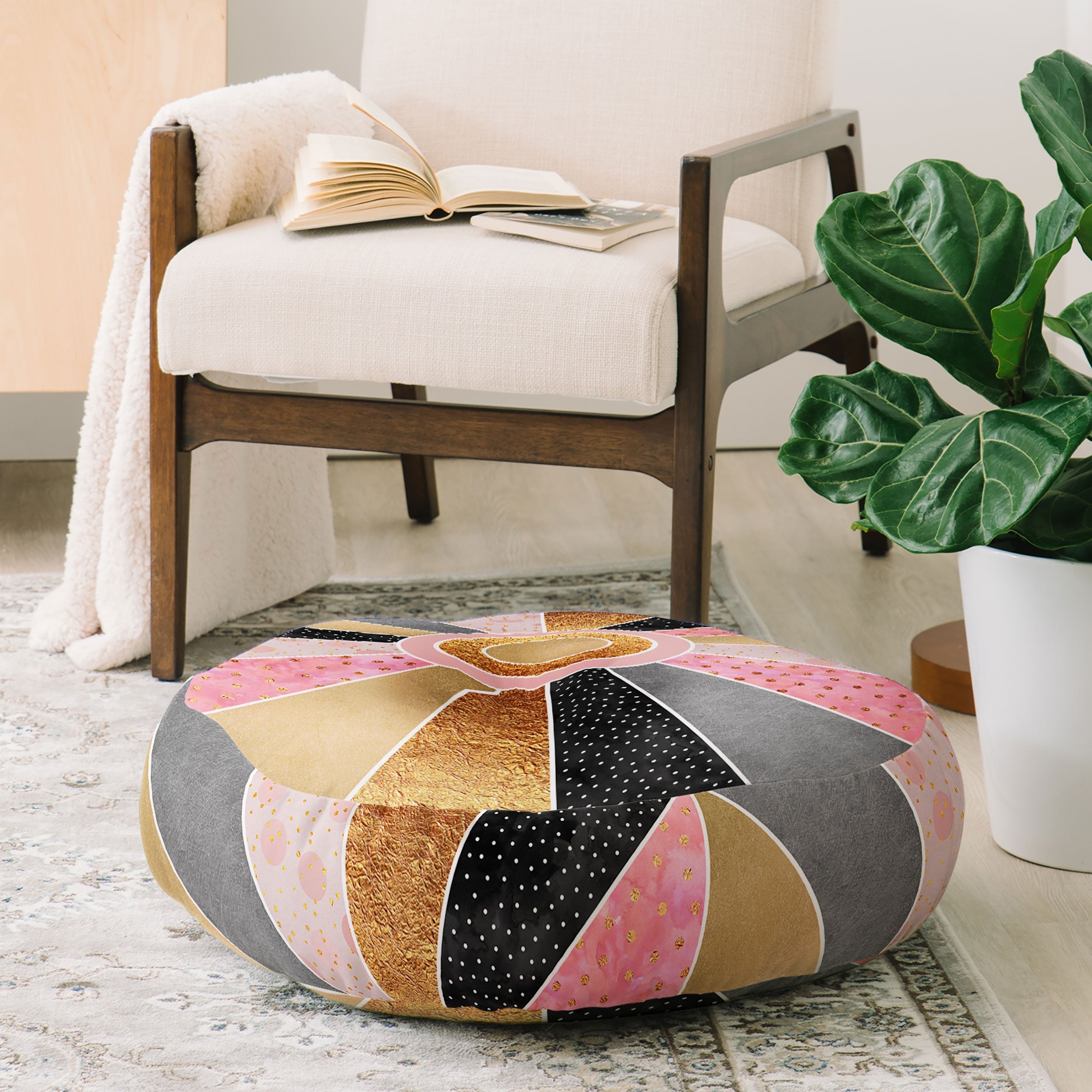 Elisabeth Fredriksson Happy Sunshine Floor Pillow Round
