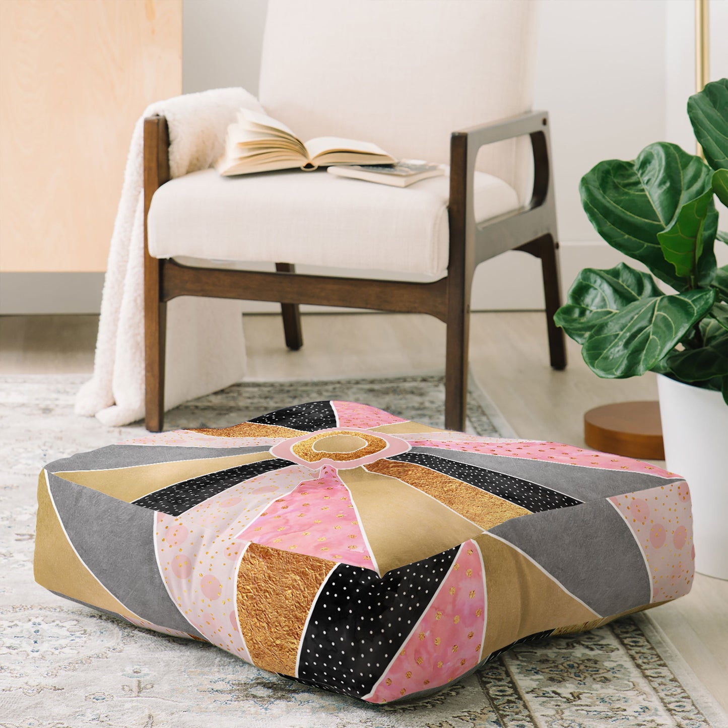 Elisabeth Fredriksson Happy Sunshine Floor Pillow Square