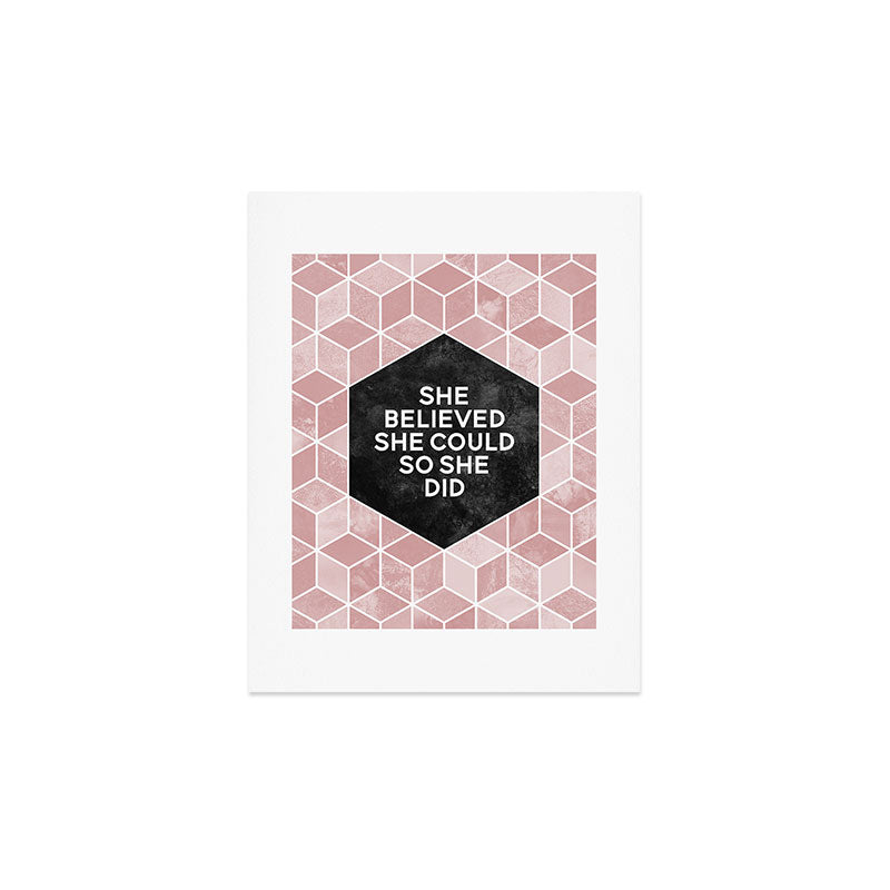 Elisabeth Fredriksson She Believed She Could Pink Art Print