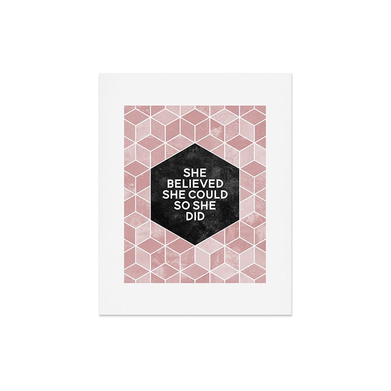 Elisabeth Fredriksson She Believed She Could Pink Art Print