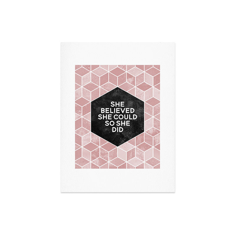 Elisabeth Fredriksson She Believed She Could Pink Art Print