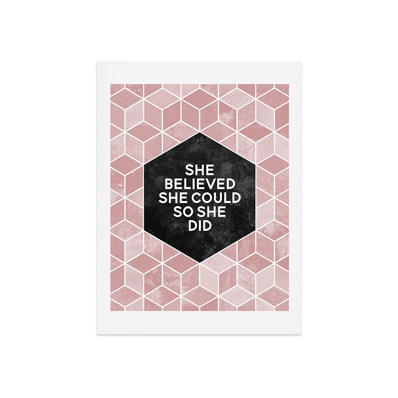 Elisabeth Fredriksson She Believed She Could Pink Art Print