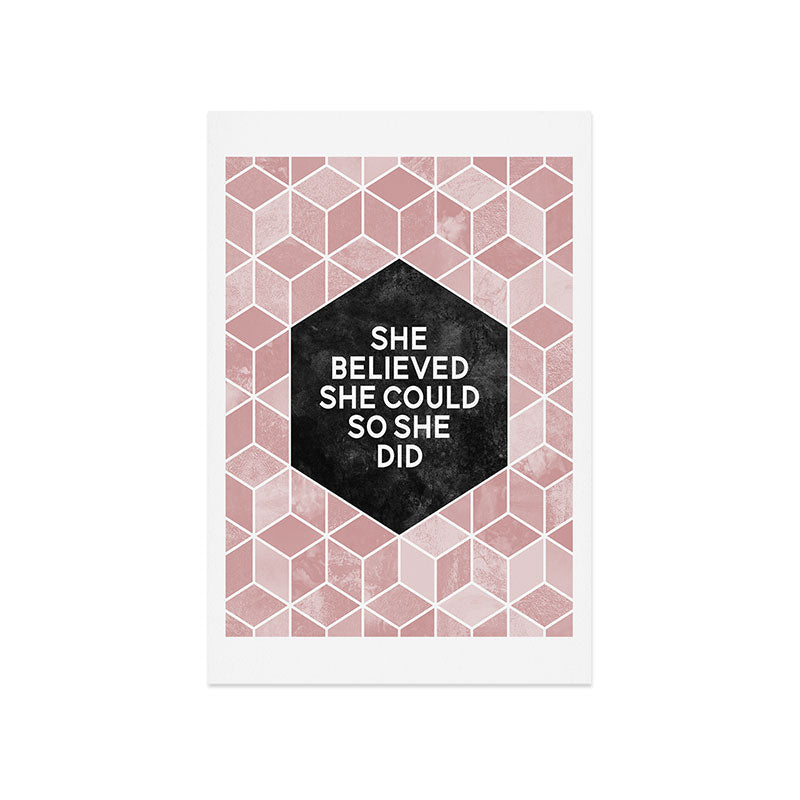 Elisabeth Fredriksson She Believed She Could Pink Art Print