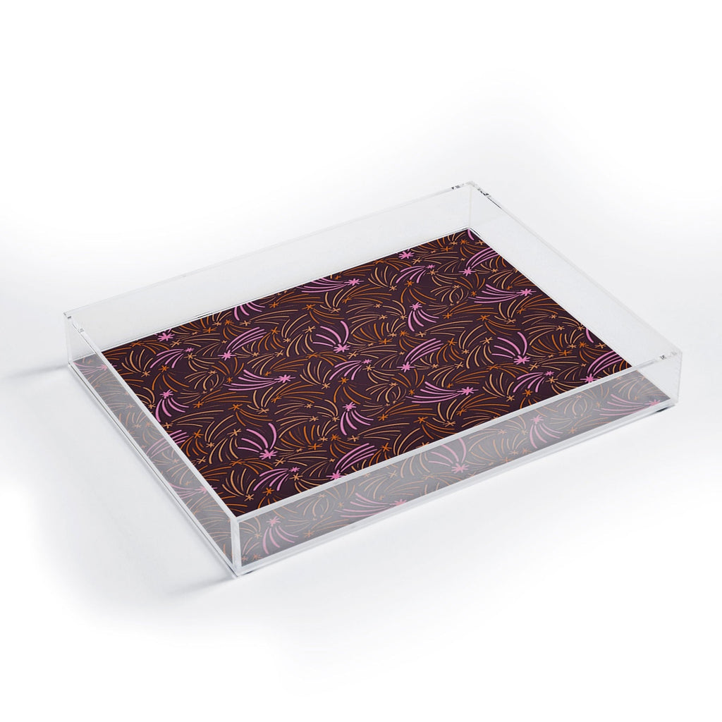 Little Om Pattern Shooting Stars plum Acrylic Tray