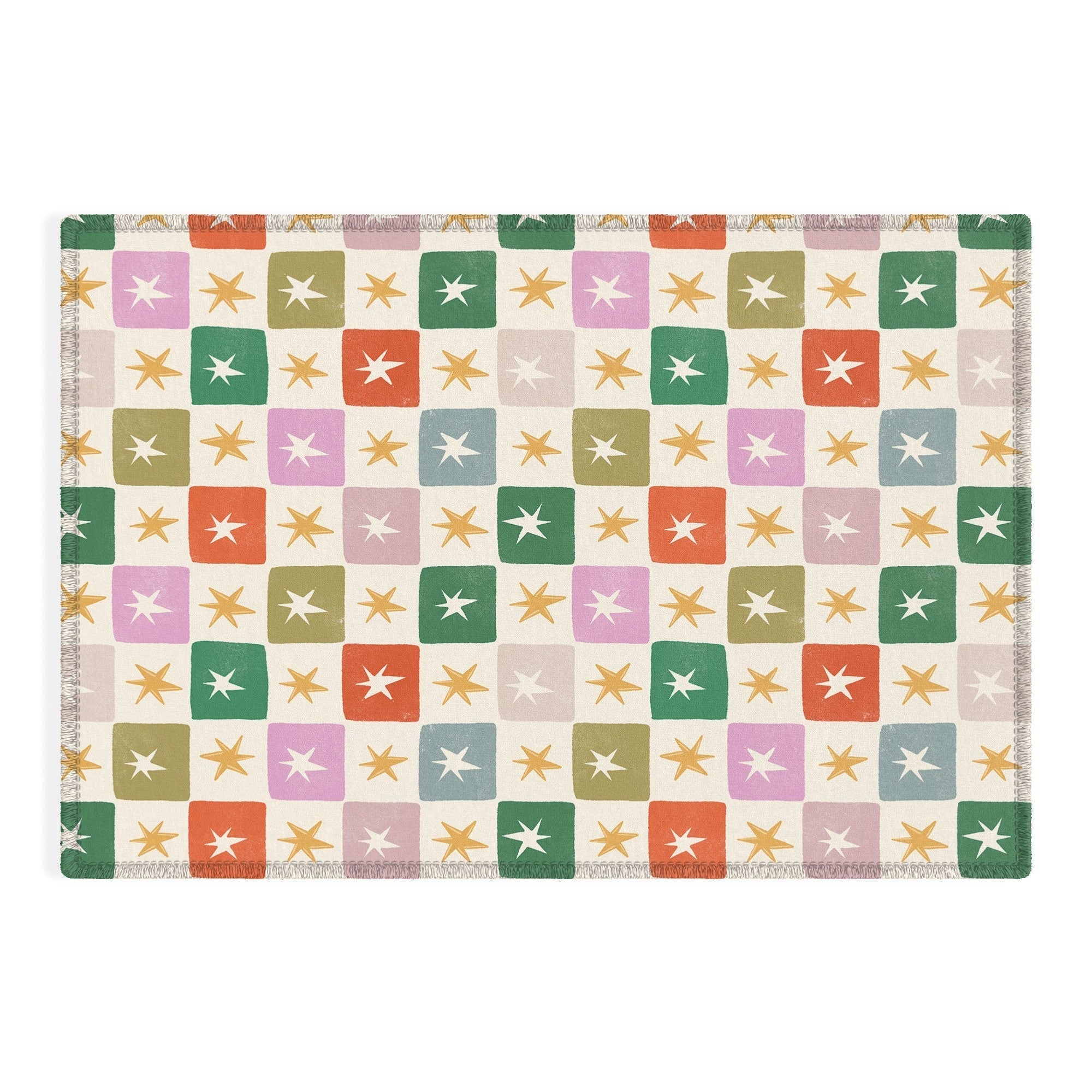 LouBruzzoni Retro Star Block Pattern Outdoor Rug