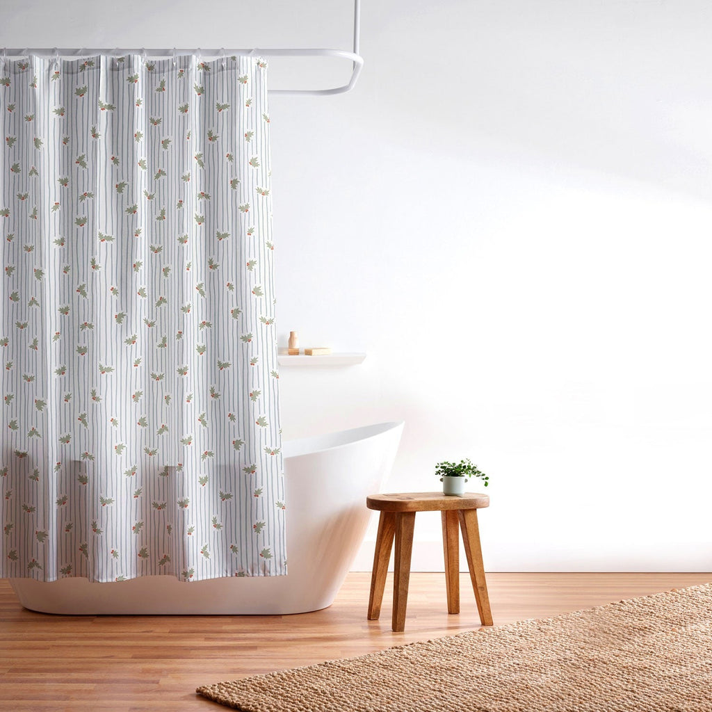 CoastL Studio Hand Drawn Holly Stripe Shower Curtain