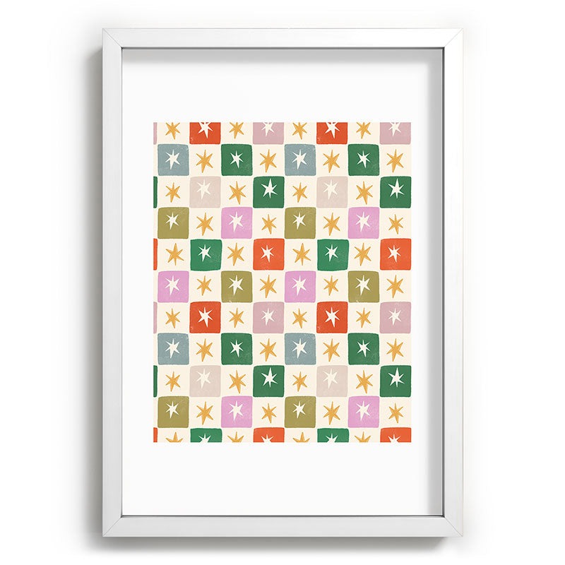 LouBruzzoni Retro Star Block Pattern Recessed Framing Rectangle
