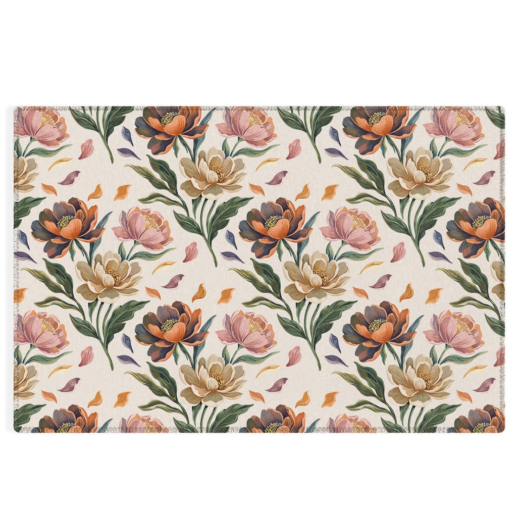 Marta Barragan Camarasa Hand Painted Peony Florals Outdoor Rug