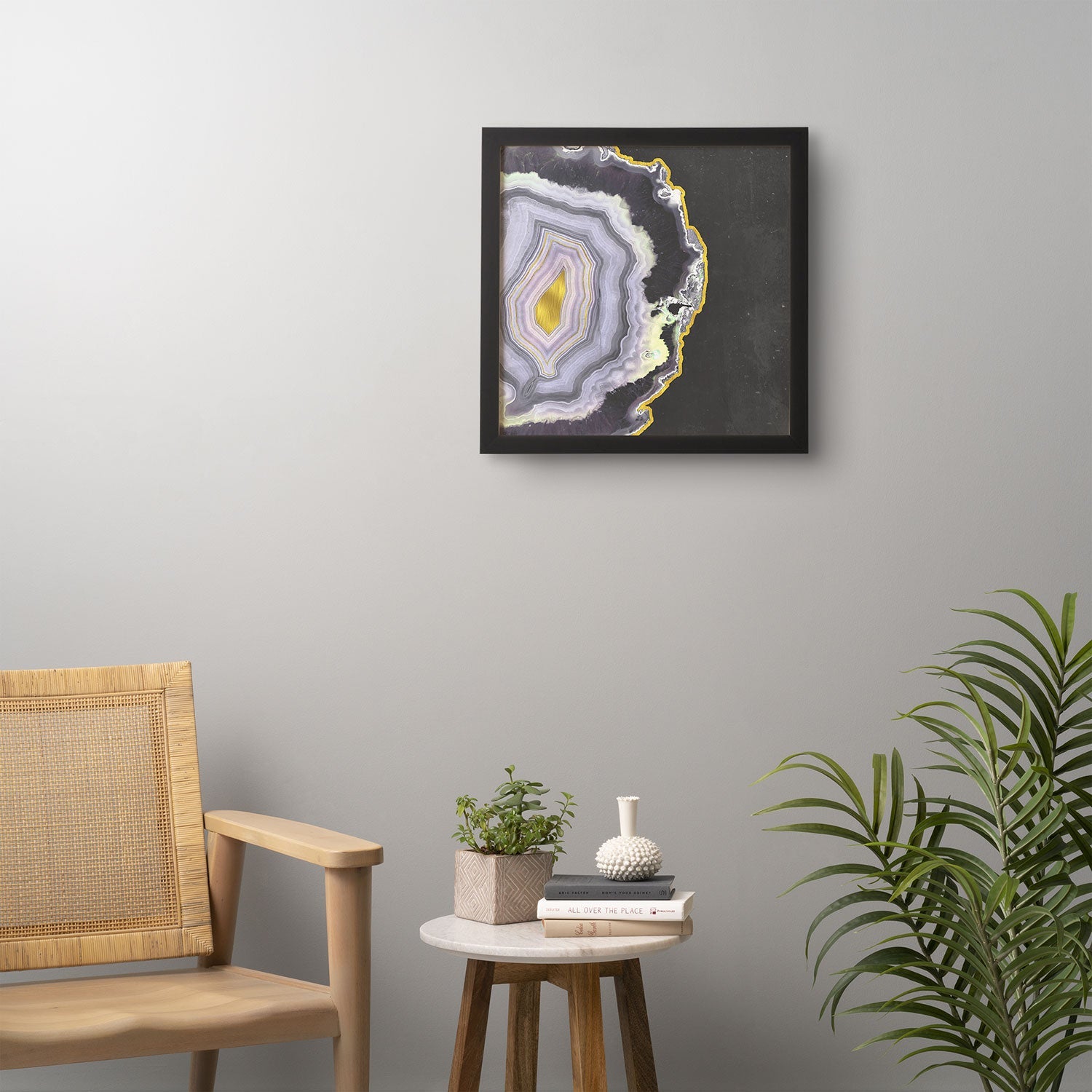 Emanuela Carratoni Black and Gold Agate Framed Wall Art