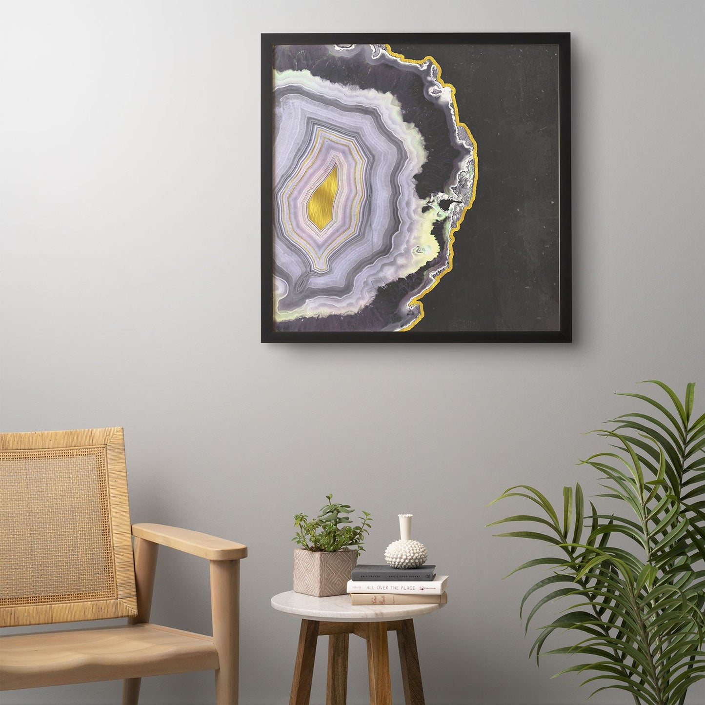 Emanuela Carratoni Black and Gold Agate Framed Wall Art