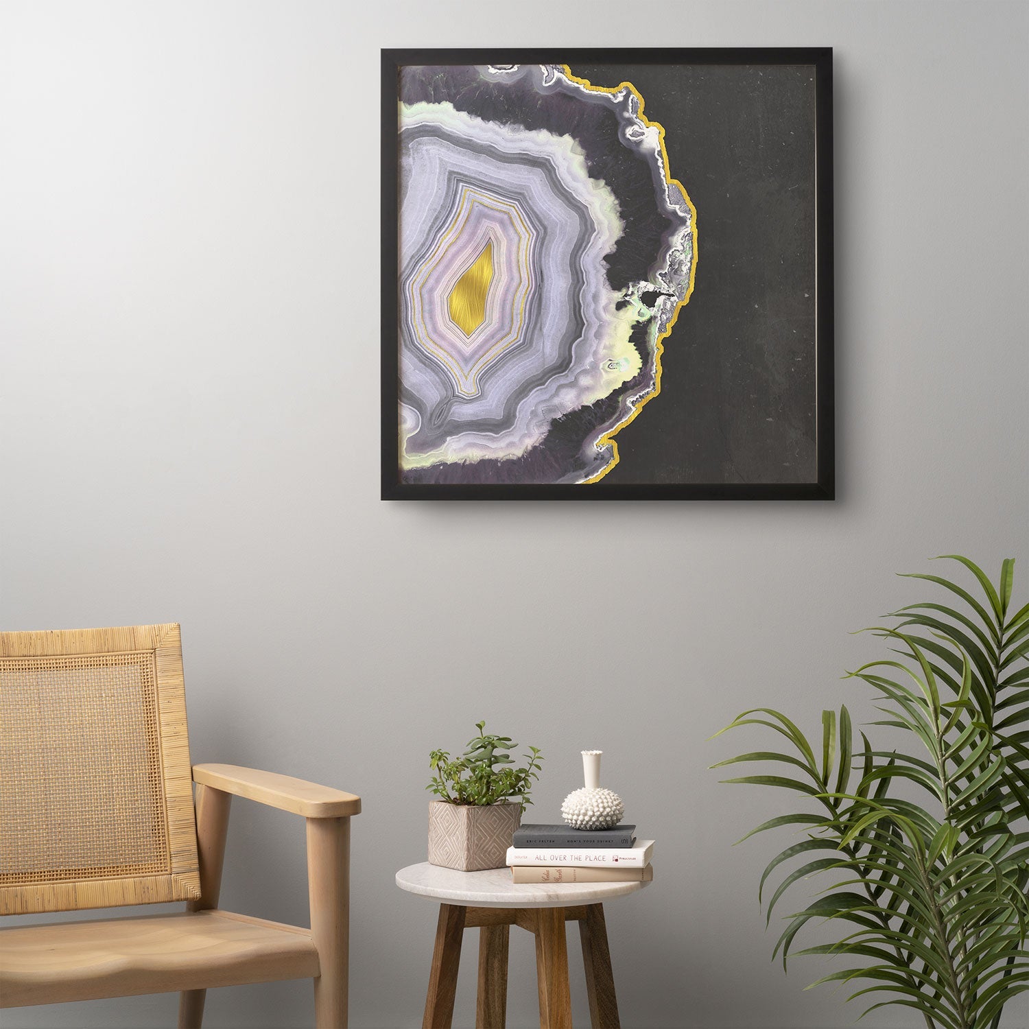 Emanuela Carratoni Black and Gold Agate Framed Wall Art