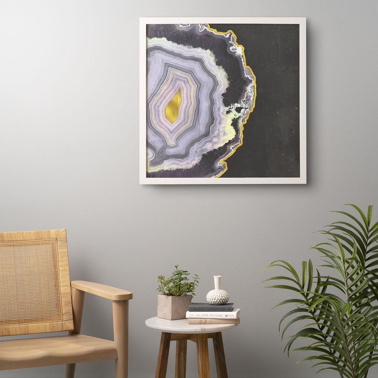 Emanuela Carratoni Black and Gold Agate Framed Wall Art
