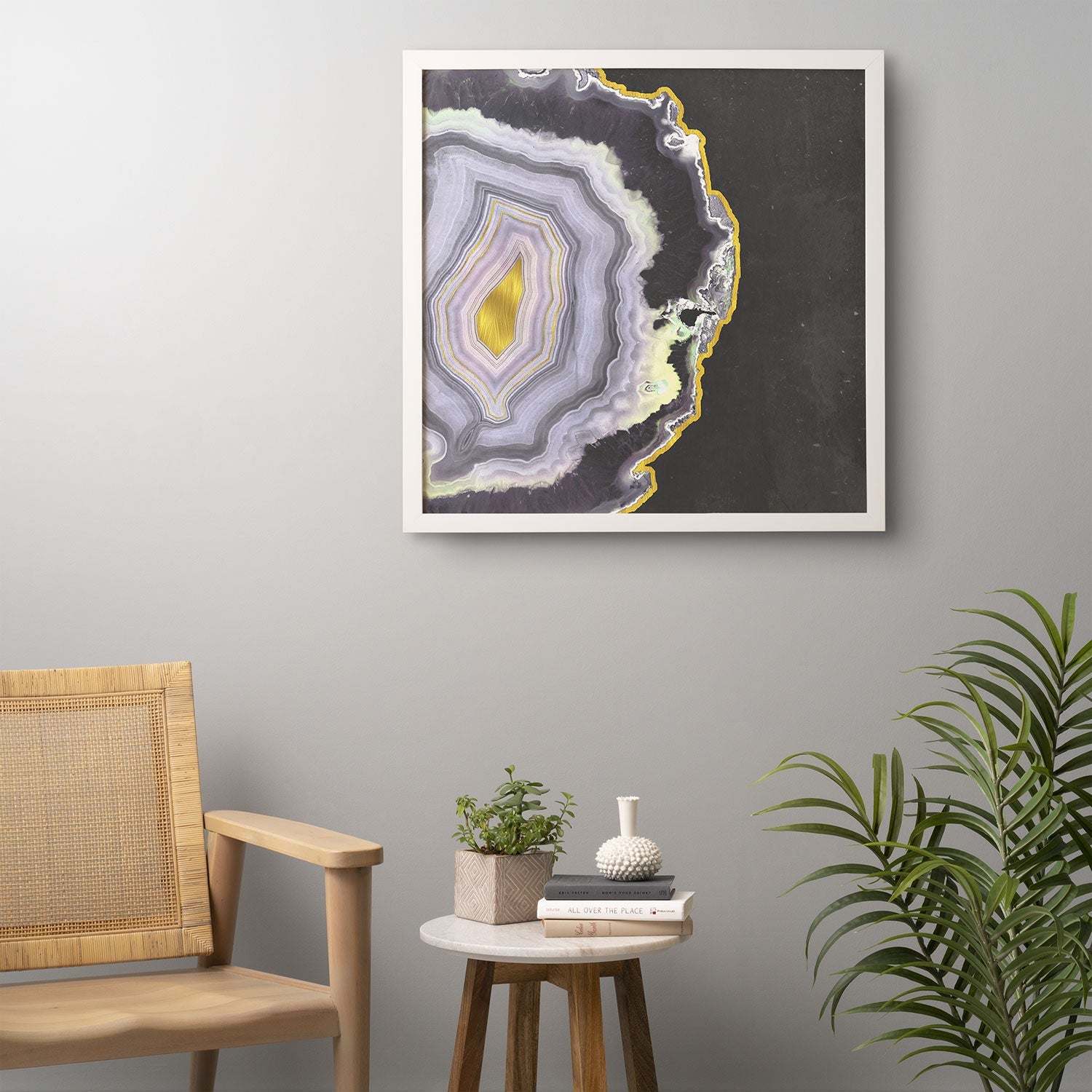 Emanuela Carratoni Black and Gold Agate Framed Wall Art