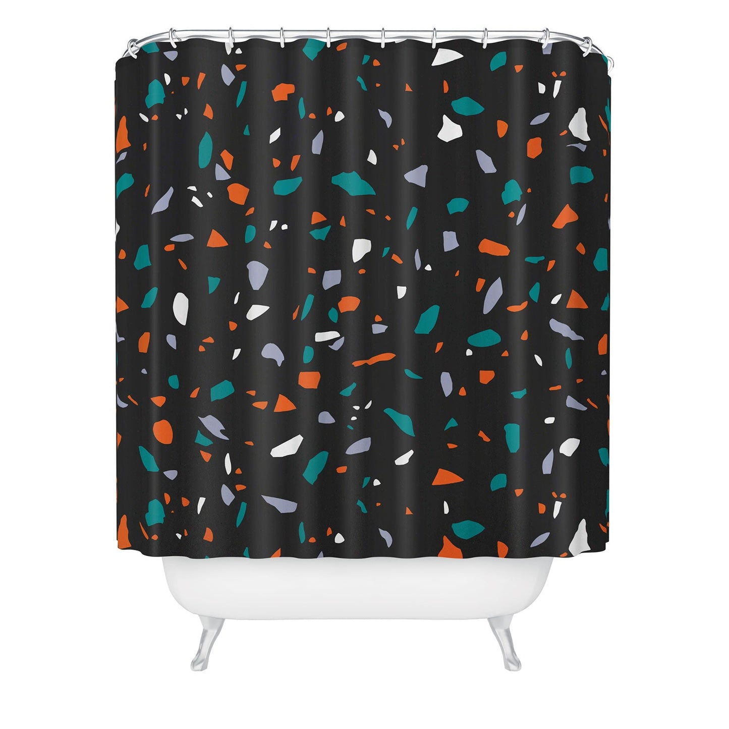 Emanuela Carratoni Black Terrazzo Shower Curtain