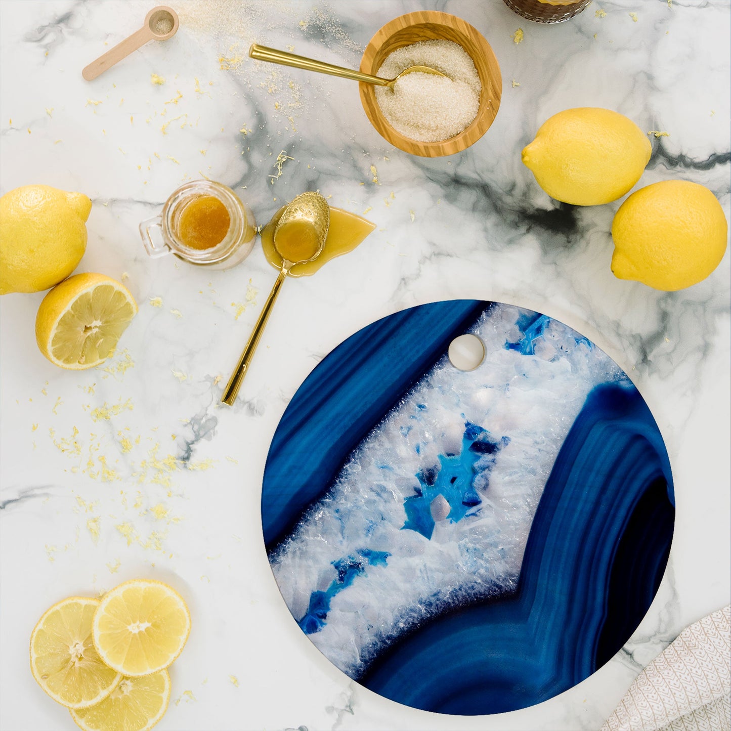 Emanuela Carratoni Deep Blue Agate Cutting Board Round