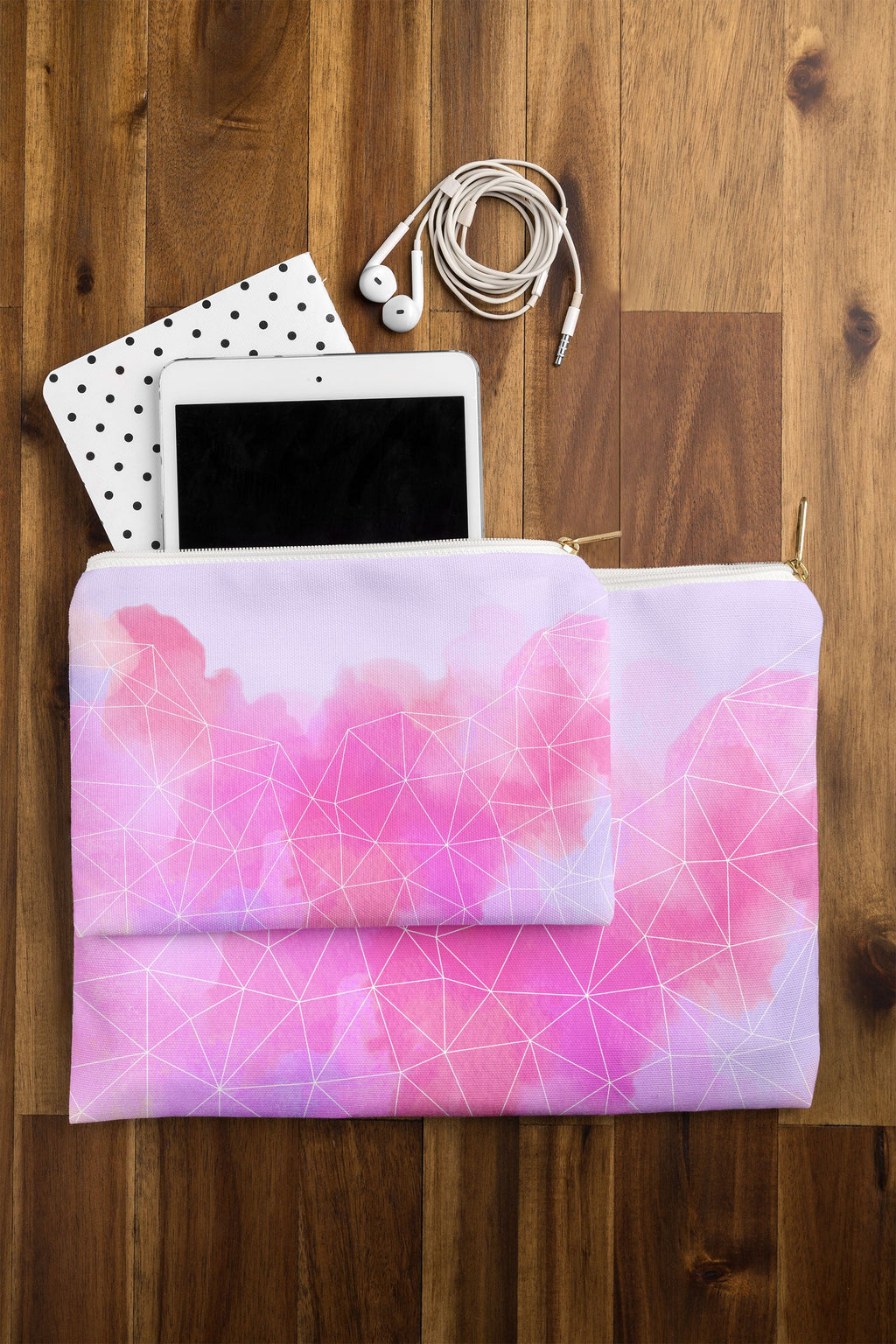 Emanuela Carratoni Geometric Pink Shadows Pouch