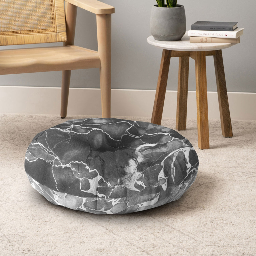 Emanuela Carratoni Grey Marble Floor Pillow Round