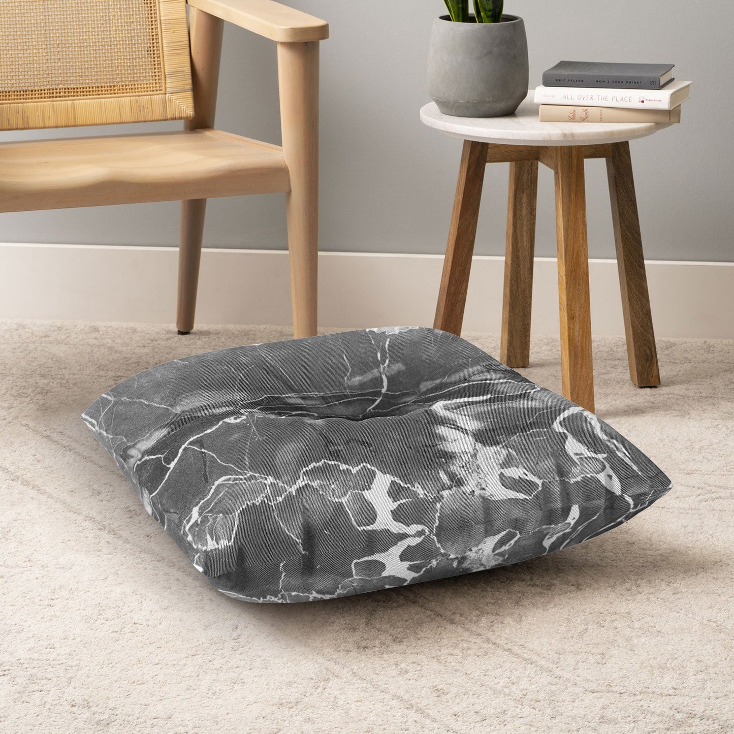 Emanuela Carratoni Grey Marble Floor Pillow Square