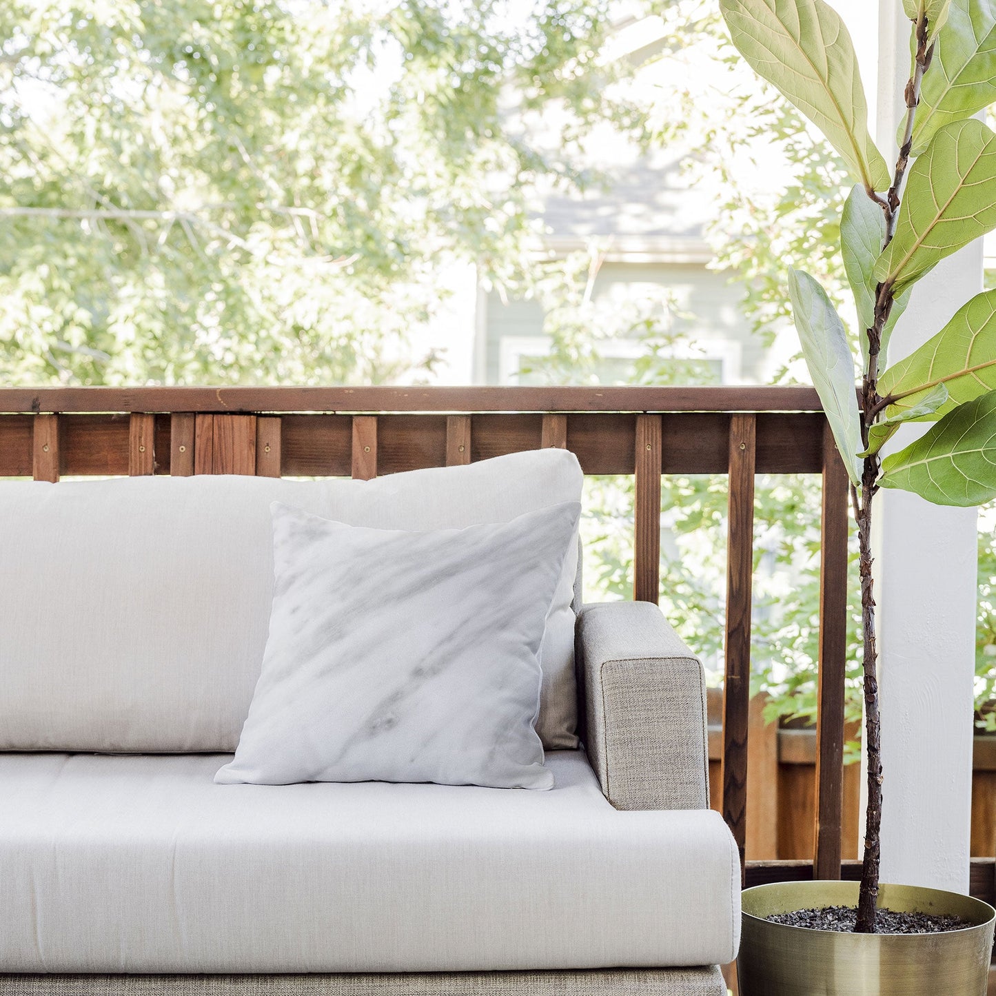 Emanuela Carratoni Italian Marble Carrara Outdoor Throw Pillow