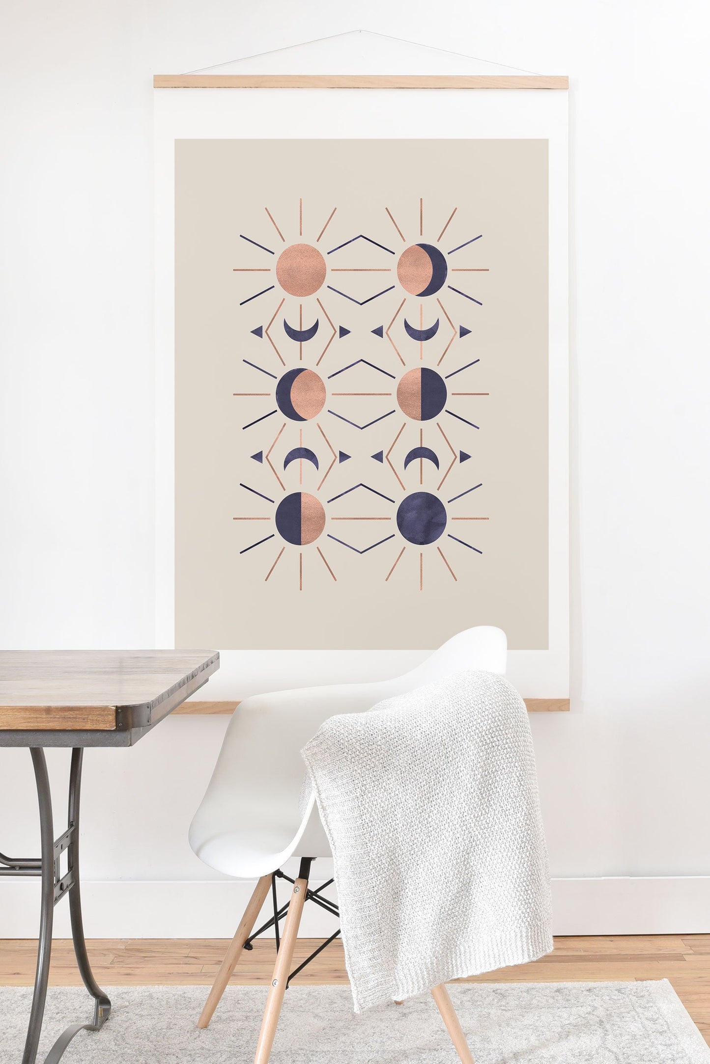 Emanuela Carratoni Moon and Sun Rose Gold Art Print And Hanger