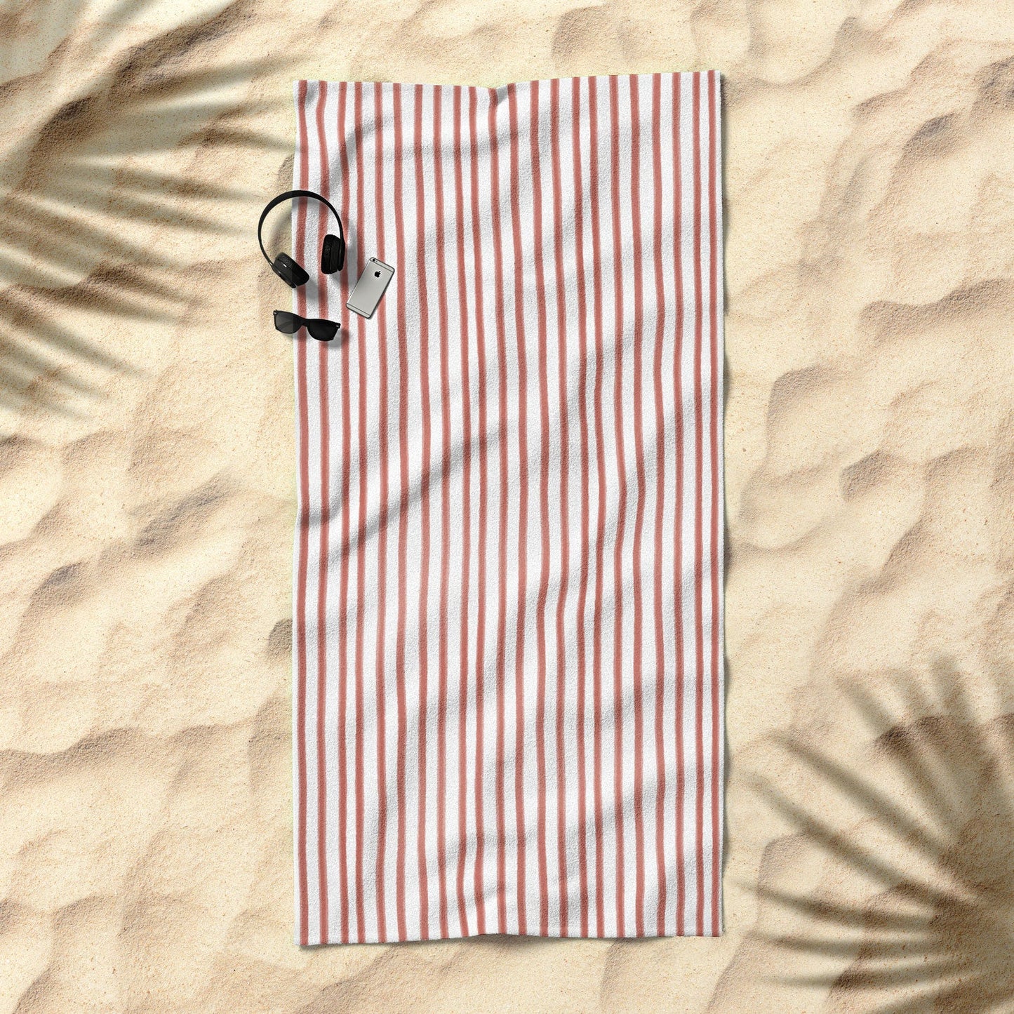 Emanuela Carratoni Old Pink Stripes Beach Towel